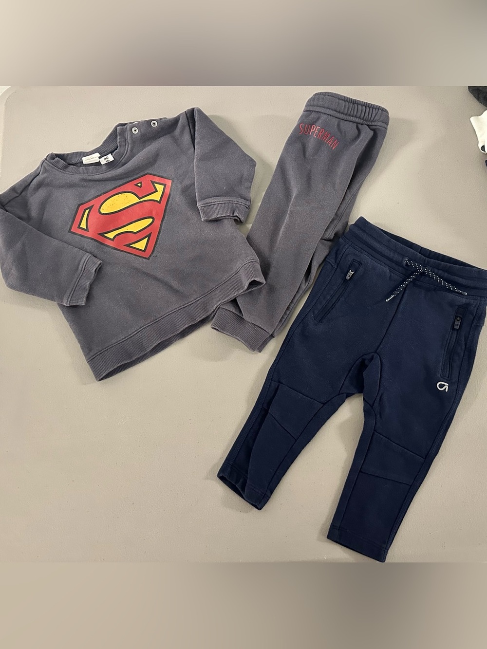 GAP Boys Navy, H & M Gray Superman Sweatpants Set